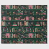 Books Decors Plants on Green Shelf Gift Cadeaupapier (Vlak)