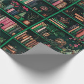Books Decors Plants on Green Shelf Gift Cadeaupapier (Hoek)