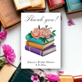 Books Floral Bridal Shower Thank you Bedankkaart