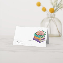 Books Floral Bridal shower - wedding place cards Plaatskaartje
