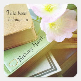 Books & flowers vierkante sticker