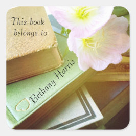 Books & flowers vierkante sticker