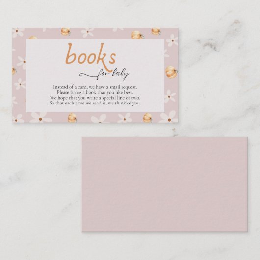 Books For Baby A Little Pumpkin Fall Baby Shower  Informatiekaartje (Voorkant / Achterkant)