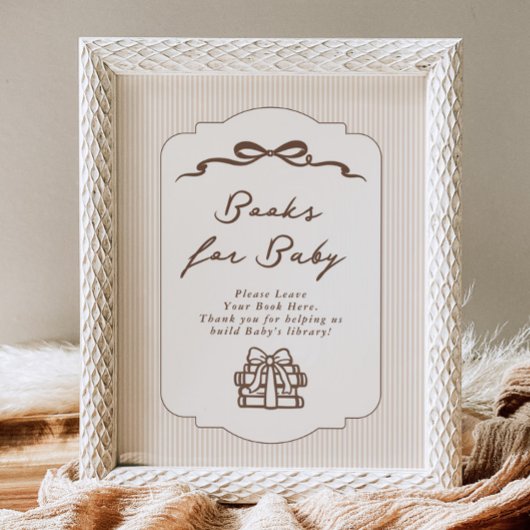 Books for baby Bebe Cafe Brown Bow Handdrawn Poster