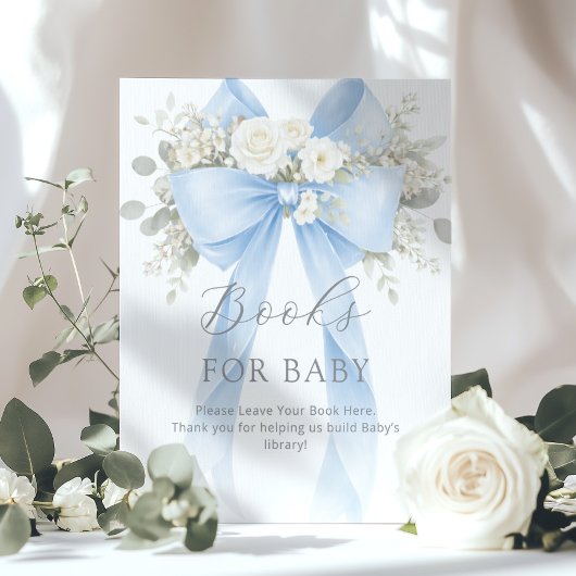 Books for baby Blue Coquette Bow Baby Shower Poster