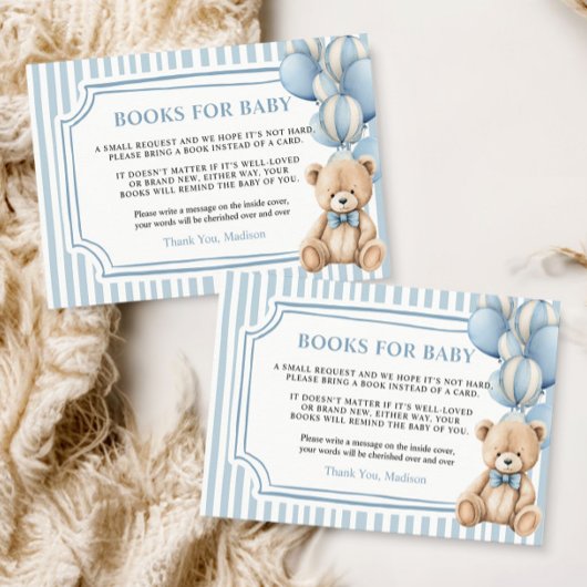 Books for Baby Card Blue Bear Informatiekaartje