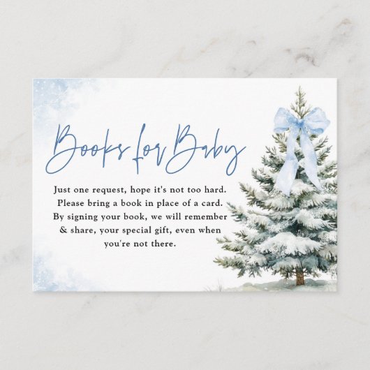 Books for Baby Card Blue Snowflake Baby Shower Informatiekaartje (Voorkant)