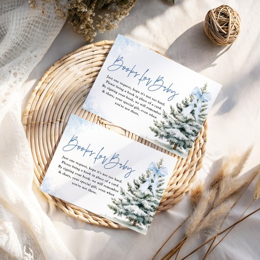 Books for Baby Card Blue Snowflake Baby Shower Informatiekaartje