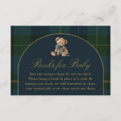 Books for Baby Card Classic Dark Green Blue Plaid  Informatiekaartje (Voorkant)