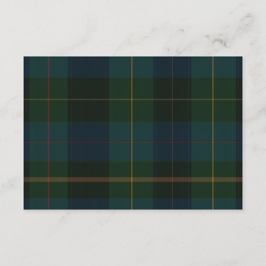Books for Baby Card Classic Dark Green Blue Plaid Informatiekaartje (Achterkant)