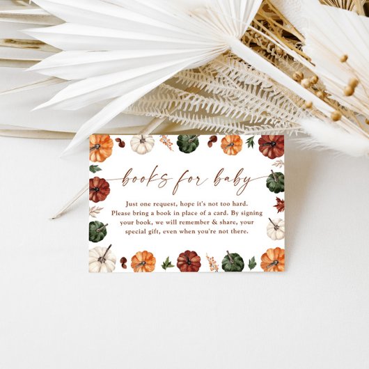 Books for Baby Card | Fall Pumpkin Baby Shower Informatiekaartje