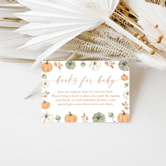 Books for Baby Card | Fall Pumpkin Baby Shower Informatiekaartje
