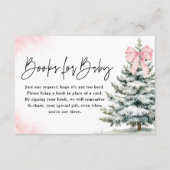 Books for Baby Card Pink Bow Snowflake Baby Shower Informatiekaartje (Voorkant)