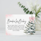 Books for Baby Card Pink Bow Snowflake Baby Shower Informatiekaartje (Staand voorkant)