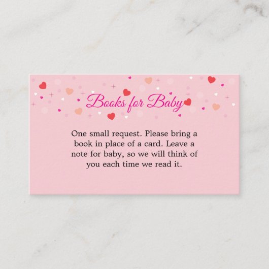Books For Baby Card to Include with Invitations Informatiekaartje (Voorkant)
