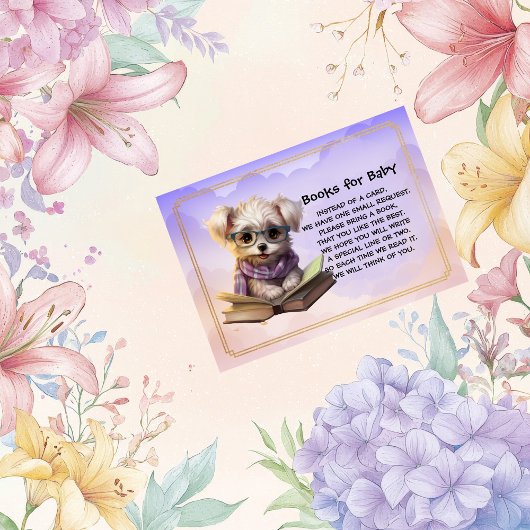 Books for Baby Cute Puppy Dog Reading A Book Informatiekaartje