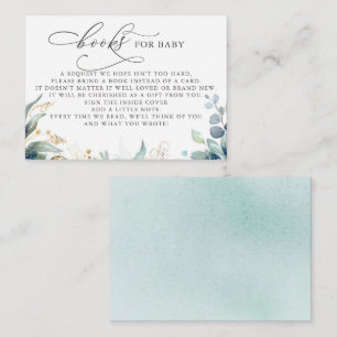 Books for Baby Gold Greenery Request Card Informatiekaartje
