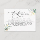 Books for Baby Gold Greenery Request Card Informatiekaartje (Voorkant)