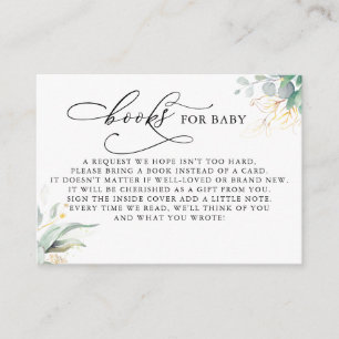 Books for Baby Gold Greenery Request Card Informatiekaartje