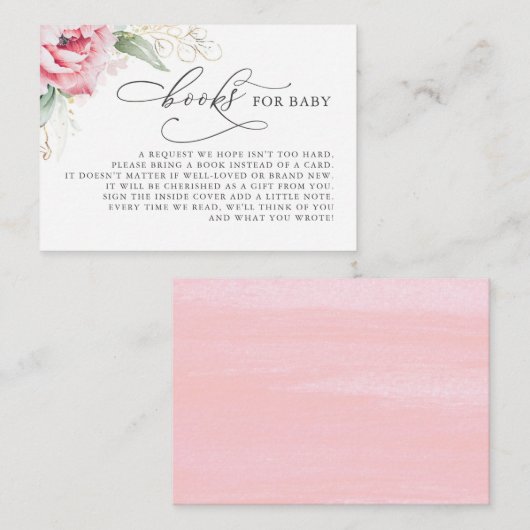 Books for Baby Gold Greenery Request Card Informatiekaartje (Voorkant / Achterkant)