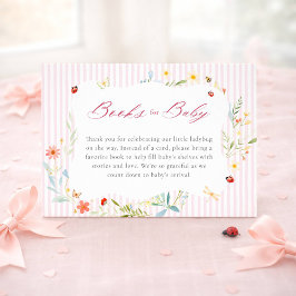 Books for Baby Ladybug Floral Garden Baby Shower Informatiekaartje