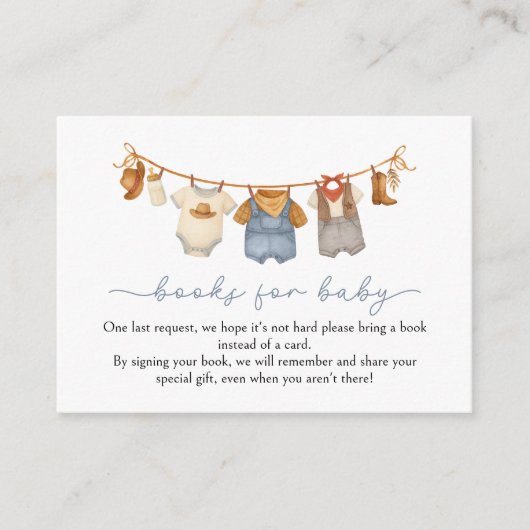 Books for Baby Little Cowboy Baby Shower Informatiekaartje (Voorkant)