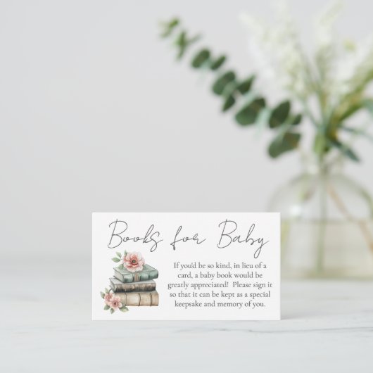 Books For Baby New Chapter Floral Baby Shower Informatiekaartje (Staand voorkant)
