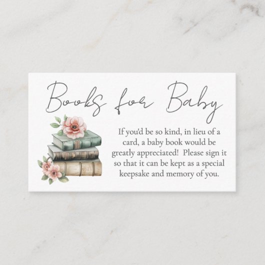 Books For Baby New Chapter Floral Baby Shower Informatiekaartje (Voorkant)