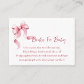 Books for Baby Pink Bow Baby Shower Informatiekaartje (Voorkant)