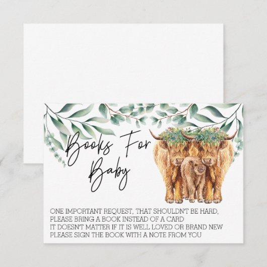 Books for Baby Shower Highland Cow Mothers Kaart (Voorkant / Achterkant)