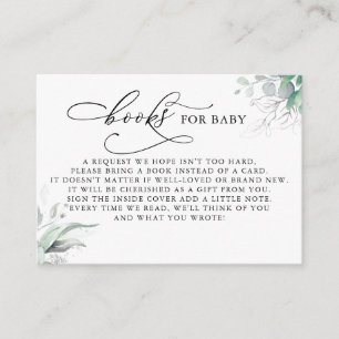Books for Baby Silver Greenery Request Card Informatiekaartje