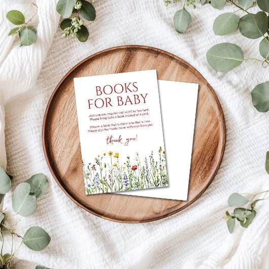 Books for Baby Spring Flowers Baby Shower Informatiekaartje