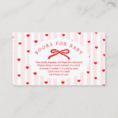 Books for baby Valentines hearts Bow Baby Shower Informatiekaartje (Voorkant)