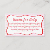 Books For Baby Wavy Frame Pink & Red Baby Shower Informatiekaartje (Voorkant)