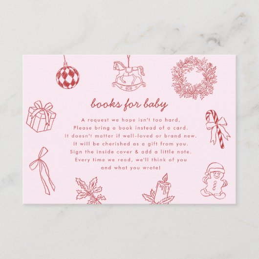 Books for baby whimsical christmas winter girl informatiekaartje (Voorkant)
