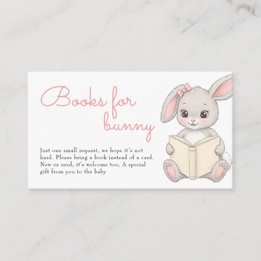 Books For Bunny Blush Pink Baby Shower Informatiekaartje (Voorkant)