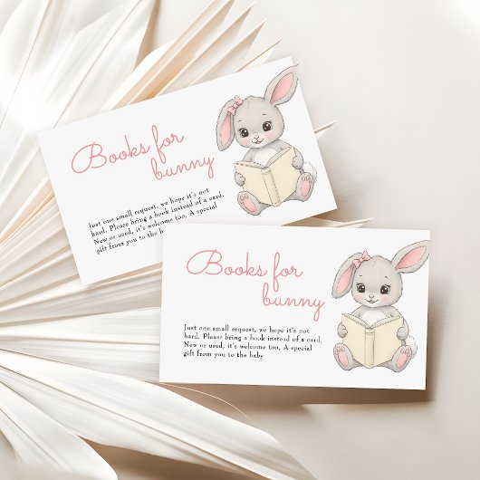 Books For Bunny Blush Pink Baby Shower Informatiekaartje