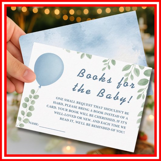 Books For The Baby Shower Game Balloon Eucalyptus Informatiekaartje