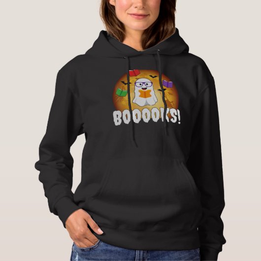 Books Ghost Boo Read Books Library Hoodie (Voorkant)