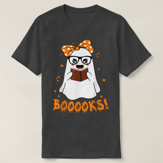 Books Ghost Funny Boo Read Books Lover Library H T-shirt (Design voorkant)