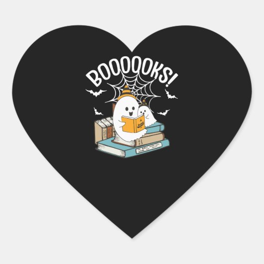 Books Ghost Read Books Halloween Funny Reading Hart Sticker (Voorkant)