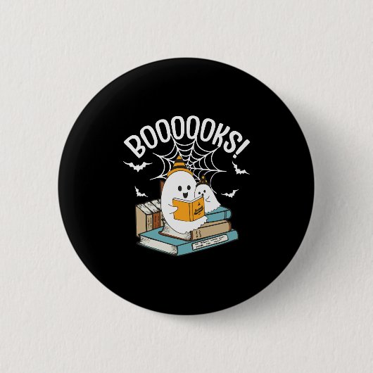 Books Ghost Read Books Halloween Funny Reading Ronde Button 5,7 Cm (Voorkant)