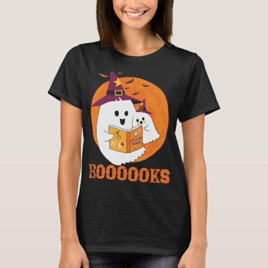 Books Halloween Boo Read Books Reading T-shirt (Voorkant)