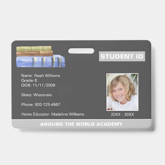 Books Homeschool Student ID Badge (Voorzijde)