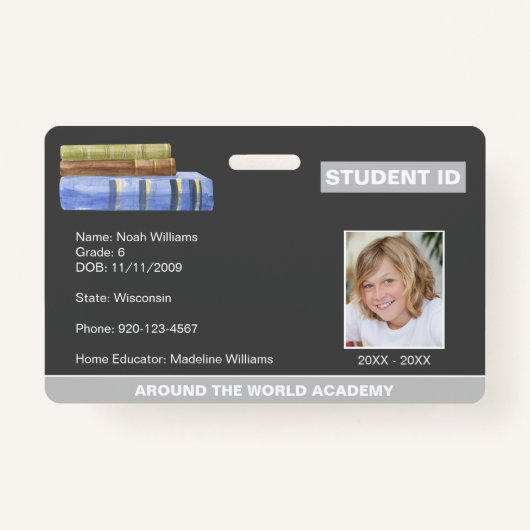 Books Homeschool Student ID Badge (Voorkant)