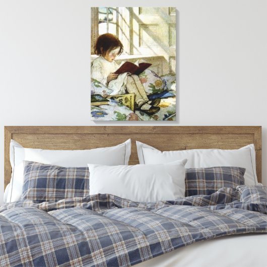 "Books in Winter" van Jessie Willcox Smith Canvas Afdruk (Insitu (Slaapkamer))
