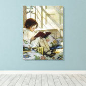 "Books in Winter" van Jessie Willcox Smith Canvas Afdruk (Insitu (Houten vloer))