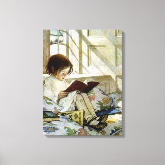 "Books in Winter" van Jessie Willcox Smith Canvas Afdruk (Voorkant)