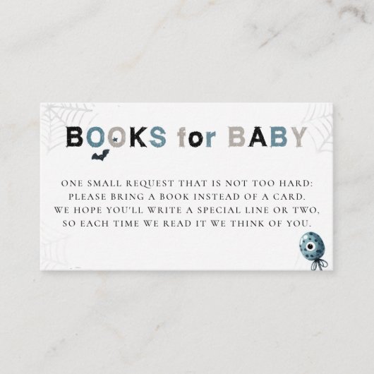 Books Insert Cute Halloween Monster Baby Shower Informatiekaartje (Voorkant)