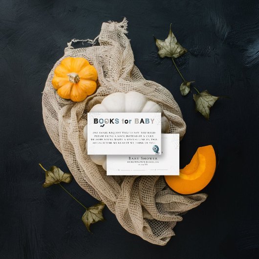 Books Insert Cute Halloween Monster Baby Shower Informatiekaartje